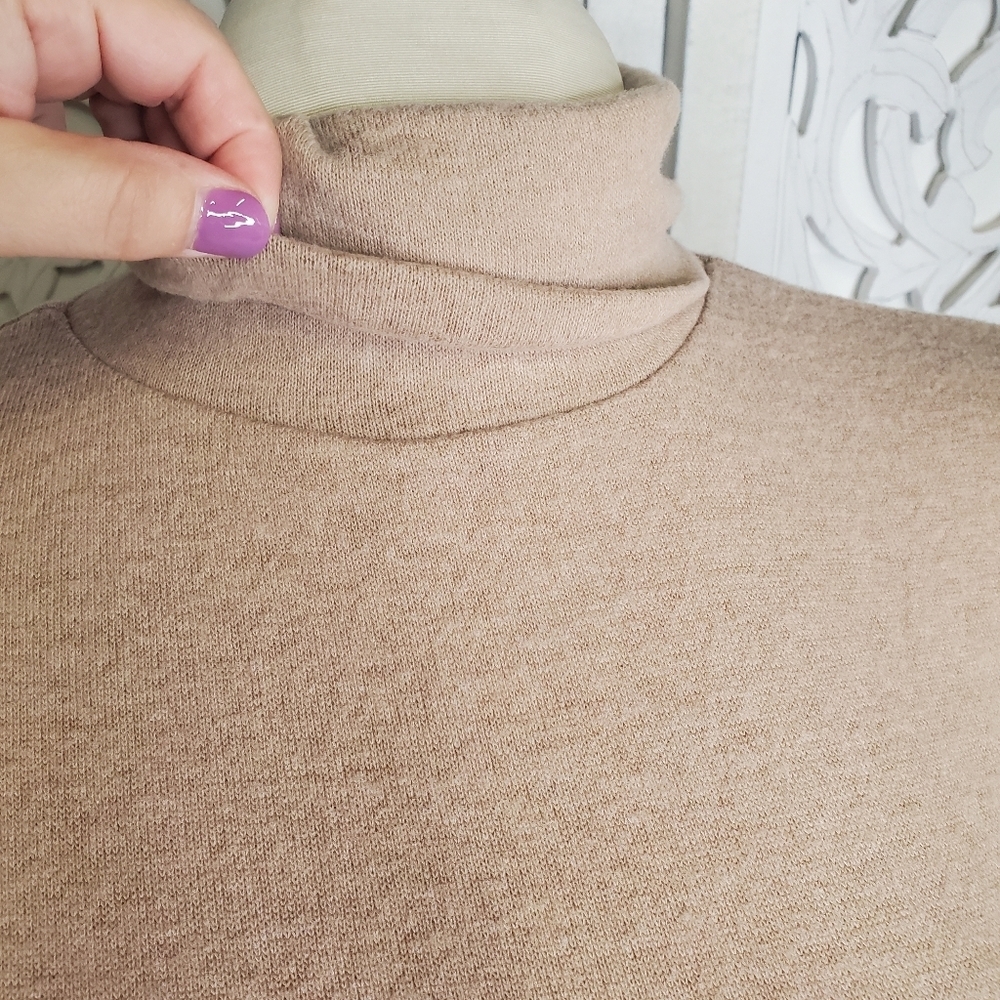 Zara Turtleneck Tan Long Sleeve Tunic Sweater Dress S - Picture 4 of 12